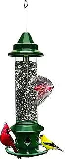 Brome 1024-V01 Squirrel Buster Plus Squirrel-Proof Bird Feeder w/Cardinal Ring and 6 Feeding Ports, 5.1-Pound Seed Capacity, Adjustable, Pole-mountable (Pole Adaptor Sold Separately), Green