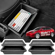 2Pack Tesla Model Y 2024 Under Seat Storage Box [No-Mess | Sturdy/Practial] Hidden Front/Back Model Y Under Seat Organizer Tesla Model Y Accessories 2024-2020 Upgared ABS Lid