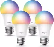 Tapo Smart Wi-Fi Light Bulb, 4-Pack, Multicolour, E27, 60W Equivalent, Schedule