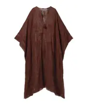 Embroidered cotton-mesh coverup Chocolate S,M chocolate-colored