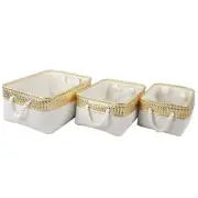 A&B Home Alcott Canvas Nested Baskets - Set of 3 Coastal Gold