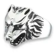 Silver - Stainless Steel Wolf Ring