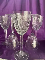 6 Wedgwood Calendore Crystal Glass Wine Stem Glasses Goblet 8 3/4" Tall