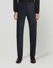 $2550 Zegna Men's Blue Wool Silk Tuxedo Dress Pants Size 58R
