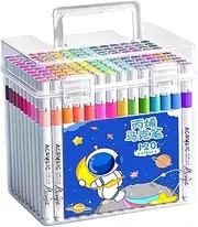 120 Pieces Acrylic Paint Markers with Carry Case Art Supplies Waterproof Smooth Drawing Drawing Markers for Rock Painting Mug