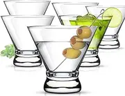 Cozioz Set of 6 Stemless Martini Glasses, 240 ml Crystal Clear Cocktail Glasses for Margaritas, Manhattans, Cosmopolitans, Perfect for Home Bar, Parties, Birthdays, Housewarming Gift