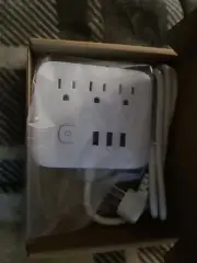 Power Strip 3 Outlet Extender Surge Protection , With 3 USB Ports, White