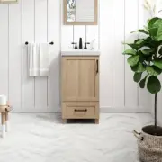 Glacier Bay Single Sink Bath Vanity 18" 1-Drawer Concealed-Hinges Weathered Tan