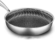 Uncoated Honeycomb Non-Stick Pan,316 Stainless Steel Frying Pan,Household Single Sided Strainer With Insulated Handle,Suitable For Induction Cookers,Electric Ceramic Cooktops (Without