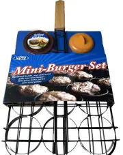 Barbecue Master Grill Basket Press Mini Burger Set 9 Sliders NonStick Cookout