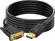 DisplayPort to VGA Cable 6 Feet Uni-Directional Display Port to VGA Adapter Male to Male 1080P DP DisplayPort Computer to VGA Monitor Converter Cord for Laptop, Monitor, HDTV, Projector