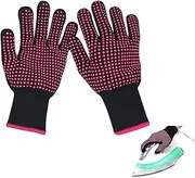 2Pcs Professional Heat Resistant Glove with Silicone Bumps for Hair Styling Curling Iron Wand Flat Iron Hot-Air Brushes Prevent palm burns