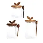 Glass Jar with Lid and Spoon Food Storage Container for Matcha Tea Flour