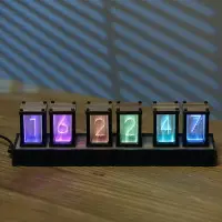 在飛比找樂天市場購物網優惠-時鐘 鬧鐘 鐘錶 RGB擬輝光管時鐘 DIY套件創意電視柜電