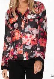 Multiples cuffed snap front lined jacket size S