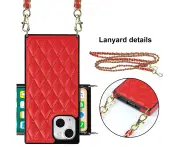 Crossbody case for iPhone 13 with detachable lanyard - Red