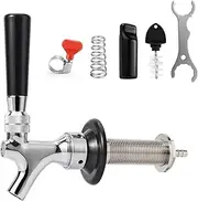 Dbgogo 3'' Draft Beer Faucet Shank, 1/4'' Beer Line Barb Brewing No Leak No Drip No Stick Stainless Core Kegerator Tap Beer Shank Dispenser Self-Closing Spring Tap Brush Spanner Wrench Hose Clamp