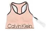 Calvin Klein Women Racerback Sports Bra New XS Peach Black Logo Stretch Wick Dry