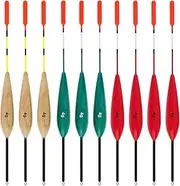 OriGlam 10pcs Fishing Floats with Bobbers, Wood Slip Floats for Crappie Panfish Walleyes