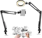 Phone Ring Light, 20cm Ring Light with 2 Suspension Arm Stand for Mobile Phone, iPhone,Baking,Craft,Calligraphy,Drawing,Online Lesson,Video Recording - Acetaken