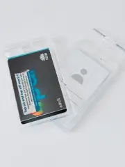 2 Clear Opal Swipe Vertical Hard Card Security badge Name ID Holder Slide Case