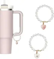 [ColisPar] 2pcs Pearl Letter Charm Accessories for Stanley Cup and Simple Modern Tumbler Name ID Personalized Charm for Stanley Tumbler 40 oz 30 oz for Stanley Cup Accessories
