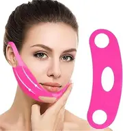 V Line Face Lifting Strap, Reusable Silicone Double Chin Reducer, Elastic Jawline Shaper Face Lift Tape for Sagging Skin, Chin Strap for Sleeping, 1 Pcs, Rose