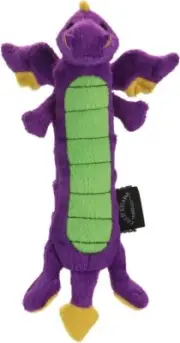 goDog Dragons Large Skinny Purple Chew Guard Squeaker Plush Dog Toy 770298