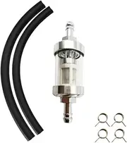 SLAVIK 8mm CNC Aluminum Alloy Glass Gas Fuel Gasoline Oil Filter Moto Compatible With Dirt Pit Bike 125/140/150/160cc CRF70 90 110 TTR100 110 KLX65(Silver set)