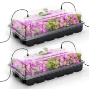 Seed Starter Tray with Lights 2 Packs Mini Propagator Grow Kit Black