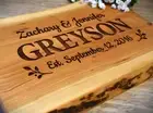 Personalized Cutting Board Wedding Gift Live Edge Cherry Wood - Engraved Uniq