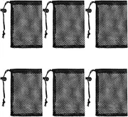 InnoHHustle Small Mesh Bags Drawstring, 6 Pcs Small Mesh Bag 6x4 Inch Black Mini Nylon Net With Drawstrings Portable Draw String Storage Bags Drawstring Pouch Mini Travel Stuff Bag