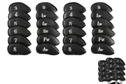 24Pcs Golf Iron Head Covers Set PU Leather Headcover for Callaway Ping Taylormade-Black