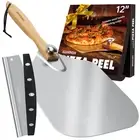 Pizza Peel Aluminum Pizza Spatula Mooues 12 inch Metal Pizza Paddle Rocker Cutte