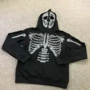 Guapi Skeleton Hoodie Mens Small Crystal Rhinestone Limited Edition Pullover