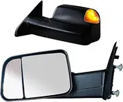 UCTEND Towing Mirrors a pair fit 2009-2017 Ram 1500 Ram 3500 2009 2010 Dodge Ram150, LED Turn Signal Lights,Temperature Sensor,Puddle light,with Heated Power