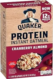 Quaker Instant Oatmeal, Protein Cranberry Almond, 2.18 Ounce, 6 Count