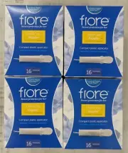 (4) Boxes Fiore Tampons Regular Unscented Compact Plastic Applicator 16 Per Box