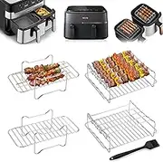JXAXD Air Fryer Accessories for Philips Dual Basket Airfryer 3000 Series, Dual Air Fryer Racks, Air Fryer Rack Accessories, Cooking Grate for Tefal EY9018 5.2/3.1 L, Cecotec 5.5/3.5 L, Lakeland 5L/3L