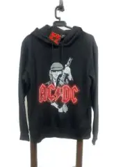 NEW AC/DC Angus Young Black Hooded Cotton Blend Jumper Mens Size M