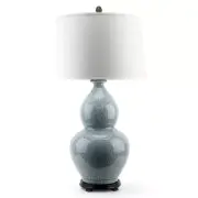 NEW CRACKLED SOFT BLUE CHINESE ORIENTAL PORCELAIN DOUBLE GOURD VASE LAMP