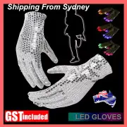 LED Gloves Flashing Sequins Sparkly 6Modes Finger Lighting Light Up White Party