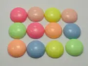 100 Mixed Pastel Color Flatback Resin Round Dome Cabochon 14mm No Hole