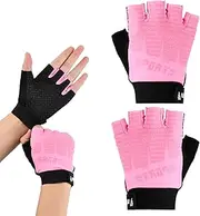 [Amexo] Children's Half Finger Cycling Gloves, Breathable Children's Sports Riding Gloves, Non-Slip Gel, Half Finger Sports Gloves, Fingerless Road Riding Gloves, for Training, Skiing, Rowing, 6-10
