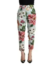Dolce & Gabbana Floral Print Cropped Trousers Women Light Blue Pants