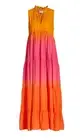 NWT SWF Escapism Cotton Ruffle Neck Tiered Maxi Dress Sunset Gradient Size Small