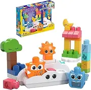 MEGA BLOKS Fisher-Price Building Toy, Rise & Snooze Night Light with 30 Pieces, Songs and Sounds, Color Light Effects and Star Light Projector, Kids Age 1+ Years