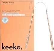 Keeko Premium Copper Tongue Cleaner for Adults, 100% Pure Copper Tongue Scraper Brush Cleaner Designed for Oral Hygiene Bad Breath Easy to Use, Durable and Reusable Tongue Cleaning Tool