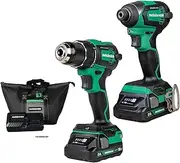 [Metabo HPT] 18V MultiVolt™ Cordless Brushless Driver Drill & Impact Driver Combo Kit | Includes 2-18V 2.0Ah Batteries | Lifetime Tool Warranty | KC18DEXQB