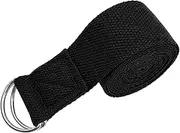 Yoga Stretching Strap Adjustable Yoga Belt Yoga Band with D-Ring Buckle Black One Size